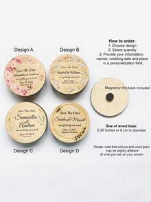 Custom Text Wedding Save The Date Fridge Magnets, Personalized Wooden‑Look Wedding Announcement Magnets,Custom Wedding Invitation Refrigerator Magnets - Multicolor - View 2