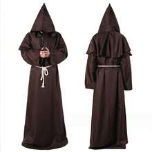 2026 Adult Medieval Warrior Monk Wizard Priest Cosplay Robe, Halloween Fancy‑Dress Costume - Brown - View 4