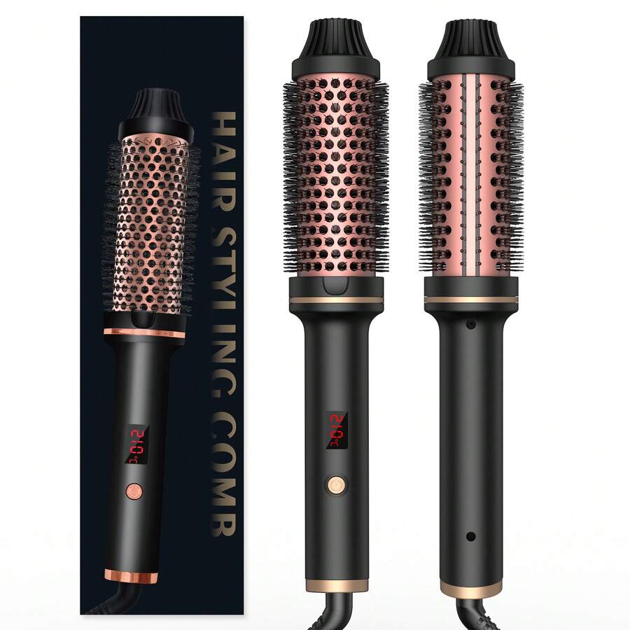 UKLISS 32mm Hot Air Brush, Multi-Function Curling Brush, Hot Air Brush For Voluminous Roots And Natural Curls, Dual Voltage Design, Ideal For Travel (Black/Pink)