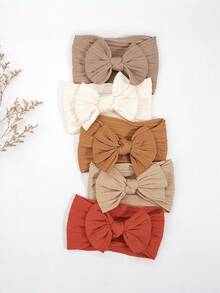 5pcs Jacquard Headbands, Baby Nylon Elastic Bow Headbands - Multicolor - View 2