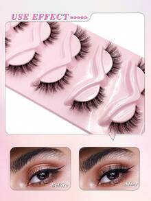 ENCHUW 5 Pairs Messy Natural Cat Eye Lashes Clear Band Lashes Cat Eye Look Wispy Lashes Eye End Elongated Full Strip Soft Natural False Eyelashes - Black - View 4