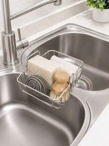 4/3/2/1pc Hanging Sponge Storage Rack, Stainless Steel Kitchen Sink Organizer, Hanging Storage Basket For Sponge, Brush, Cloth, Steel Wool, Rust-Proof Drainage Design, Convenient Hook Installation On Kitchen Countertop Sink Edge - Multicolor - View 4