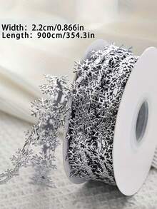 Christmas Snowflake Pattern Ribbon, Multiple Colors Available. Suitable For All Christmas Gift Wrapping, Holiday Floral Arrangement, Bow Making, Wreath Making, Tabletop Decoration, DIY Decoration - One Size Fits All - View 9