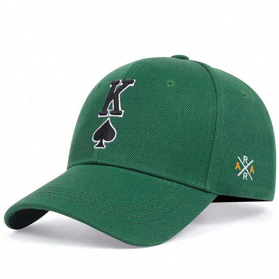1 buah Topi Baseball Pria dengan Bordir Huruf K dan Hati, Dapat Diatur Ukurannya, Pelindung Matahari, Cocok untuk Perjalanan Luar Ruangan Musim Semi/Musim Gugur, Pantai, Pesta - Hijau - View 1