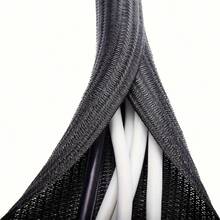 Cable Protector Sleeve For Wires, Cables And Data Lines, Split Tube For Power Cords, Audio/Video Cables - Desktop PC, TV, Computer Cable Organizer, Pet Chew Protection - Black - View 30