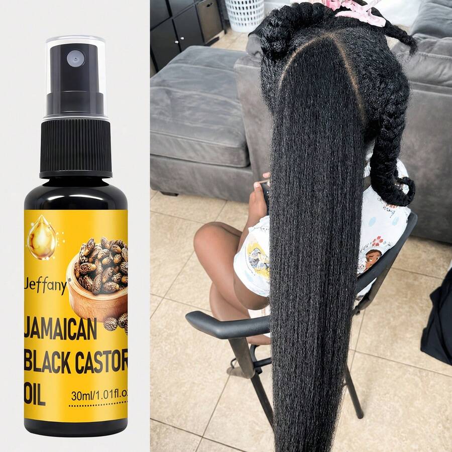 Jeffany Kondisioner Rambut Tanpa Bilas Minyak Jarak Hitam - Murni Ditekan Dingin untuk Melembapkan, Cocok untuk Semua Jenis Rambut, Melembapkan dan Menutrisi Rambut dan Kulit Kepala, 30ml - Minyak jarak hitam - View 1