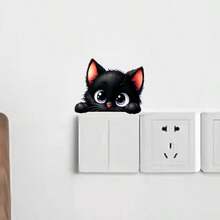 1pc Creative Cute Cat Switch Decor Sticker, Delicate And Vivid Design, Made Of PVC Material, Self-Adhesive Backing Removable Without Residue, Decorate Switch Socket, Add Fun To Plain Home Corners, Beautify Home Details And Enhance Space Atmosphere - one-size - View 1