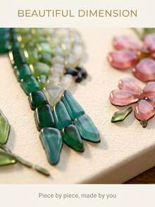 1pc DIY Sea Glass Mosaic Art Kit, Includes Hummingbird, Bee And Other Artistic Patterns, Contains Colored Glass Pieces, Display Stand And Other Tools, Can Make Handmade Holiday Wall Decor, Ideal Gift Choice - Multiple Styles - View 7