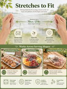 30/50pcs Transparent Plastic Food Tray Lids: Suitable For A+B Trays Smaller Than 70cm/27.6in - Multicolor - View 8