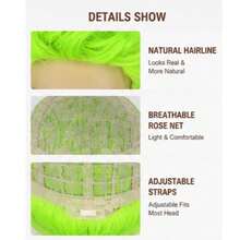 6-Inch Fluorescent Green Men's Short Curly Hair, Fluffy Afro Style, Made Of High-Temperature Synthetic Fiber, Easy To Style And Wear, Perfect For Parties, Anime Cosplay, And Holiday Outfits. - Green - View 5