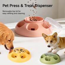Dog Press-To-Release Slow Feeder Semi-Automatic Pet Food Dispenser, Slow Feeding Bowl, Interactive Food Toy And Puzzle Feeder For Dogs - Multicolor - View 4