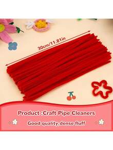 1/100/300pcs Red Plush Pipe Cleaner Sticks, Upgraded High-Density Felt Tube Handmade Material Large Pack, Thick Fluffy Plush Sticks, Multi-Color Gradient Sticks, Home Decor, Graduation Gift, Classroom Office Supplies, Learning Supplies, Birthday Gift, Holiday Gift - Multicolor - View 11