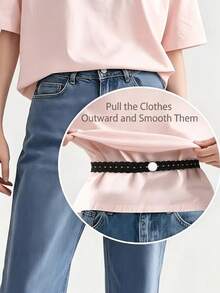 Lace Trim Waistband, Suitable For T-Shirts, Dresses, Shirts, Invisible Button Extender Adjustable Clothing Length; No-Tie Trim Adjuster, Elastic Buckle, Suitable For Sweaters, Pants (Unisex Home Sewing Tool) - Multiple Styles - View 2