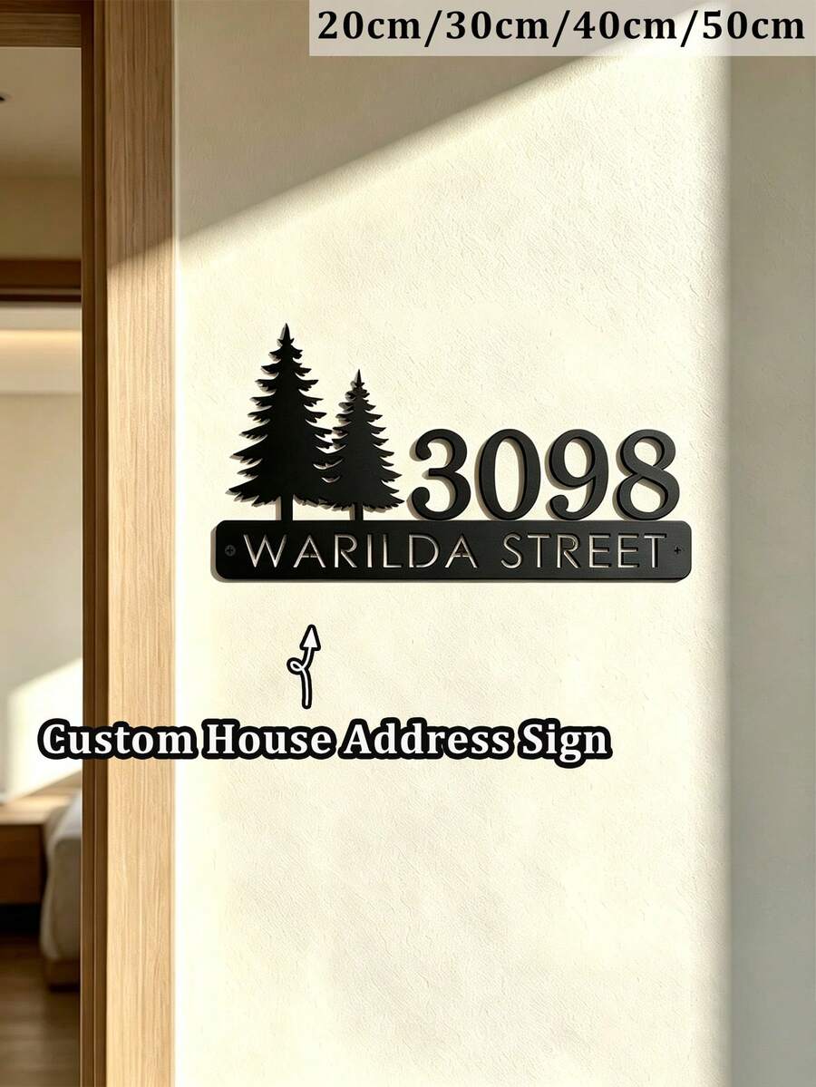 4 Sizes Available! Pine Metal House Number Address Sign,Personalized Address Plaque, Door Number, Hotel Room Numbers Sign - Black - View 1