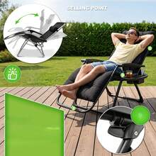 Adjustable Folding Lounge Chair, Portable Outdoor Recliner with Sturdy Frame, Foldable Sun Lounger for Beach Camping Patio Poolside Office Napping - 72 cm - Übersicht 5