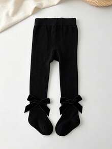 5pcs/Pack Girl's Solid Color Bow-Tie Opaque Tights, Suitable For Daily Wear All Seasons - Multicolor - View 15