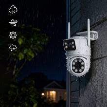 szsinocam Kamera Keamanan Rumah Lensa Ganda 1080P, Tampilan Layar Ganda, Kamera Pengawasan Bertenaga USB WiFi 2.4G, Pelacakan Gerakan Manusia, Penglihatan Malam Berwarna, Audio Dua Arah, Cocok untuk Pemantauan Rumah - Putih - View 6