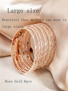 6pcs Fashion Personalized Unique Design Popular Versatile Metal Geometric Rhombus Stackable Bracelets - Multicolor - View 13