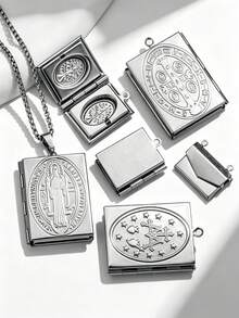 3Pcs Vintage Locket Charms, 304 Stainless Steel Openable Photo Pendant, Charms For Jewelry Making, DIY Necklace Bracelet Making Accessories - Locket Pendant - View 3