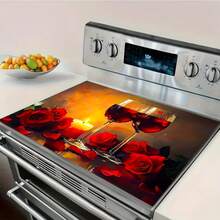 (Hot !!) 1pc 2D Rose Wine Pattern Flat Stove Protector Mat And Non-Slip Heat-Resistant Rubber Stove Cover Pad Suitable For Induction Cooktop, Glass Stove And Multi-Function Scratch-Resistant Mat, Also Best Choice For Oven, Washing Machine, Dryer And Kitchen Decoration. - Multicolor - View 14