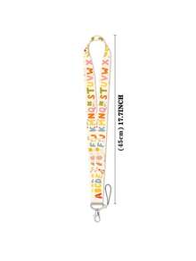 1pc Cute Letter Lanyard Keychain - Colorful Floral Design With "ABCD" Letters, Durable ID Holder, Suitable For Keys, Credit Cards, And Additions, Perfect Gift For Fans, Cute Keychain Accessory - A - View 8