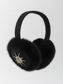 GARASSACC 1pc Women's Cute Puppy Embroidery Suede Fleece Foldable Warm Earmuffs - Multicolor - View 9