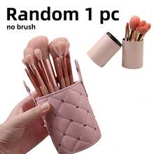1pc Hot-Selling Pink Rivet Buckle Dustproof Waterproof Covered PU Makeup Brush Storage Bucket, Portable Travel Beauty Tool Large Capacity Storage Cylinder - Pink - View 8