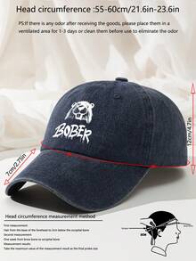 1pc Bober Kurwa Polish Beaver Meme Baseball Cap Washed Polyester Distressed Dad Hat Casual Adjustable Size Printed Funny Gift Cap - A - View 4
