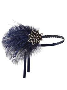 1Pc 1920s Flapper Headband Rhinestone Feather Roaring 20s Great Gatsby Headpiece Hair Accessories For Women - Multicolor - View 4
