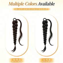 Low Ponytail Braided Wig For Women, Natural Fluffy Twisted Braid Hair Extension, Seamless New Chinese Style Hair Braid Hair Tie Hair Accessory - Black - View 5
