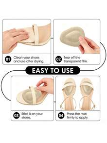 2 Pairs Women's Water Drop Shaped Anti-Slip Front Sole Pads, Thickened Invisible Soft Fashion Minimalist High Heel Half Size Inserts - Beige - View 7
