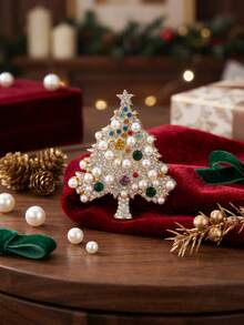 Luxury Rhinestone Christmas Tree Brooch - Women's Unisex Holiday Brooch Casual Party Accessory / Friend Gift Badge Decoration - Christmas Tree - View 21