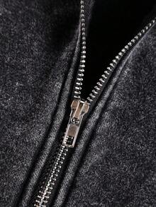 Pure Cotton Autumn/Winter Women's "Napoleon Military Knot" Print Street Y2K Style Black Washed Zipper Jacket - Black - View 6