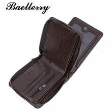 New PU Wallet For Men Baellerry Short Vintage Multi-Slot Coin Purse With Zipper Wallet - Multicolor - View 10
