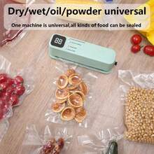 1 Set Portable Handheld Vacuum Sealer, Food Preservation Vacuum Bags, Suitable For Kitchen Food Preservation Storage And Snack Bag Single Sealing Function, Electric Vacuum Pump, Refrigerator Vacuum Storage Bags, Camping - Green - View 6