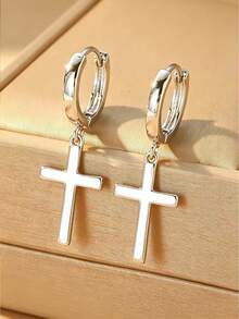 1pc Women's / Cross Earrings Vintage Classic Full Zirconia Inlaid Minimalist Exquisite Gentle Elegant Suitable For Birthday Party, Gathering, Christmas, Thanksgiving, Easter - Multicolor - View 13