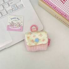 1Pc Cute Floral Corduroy Earbud Case Cover, Quilted Soft Pouch With Keychain Ring, Portable Protective Storage Bag For Wireless Bluetooth Earphones - Multicolor - View 18