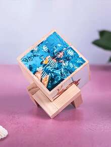 Personalized Custom Creative Magic Cube Photo Frame - DIY Creative Handmade Wooden Souvenir, Unique Foldable Collage Movie Theme Square, Made Of Innovative Materials, Suitable For Parents Celebration Gift, Couples, Friends, Family Creative Gift, Landscape Decoration, Desktop Display, Durable - Multicolor - View 12