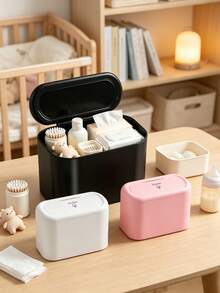 1/2pcs Minimalist Flip-Top Storage Box, Baby Supplies Desktop Organizer, Bedroom Dust-Proof Storage, Multi-Functional Storage Organizer - Multicolor - View 4