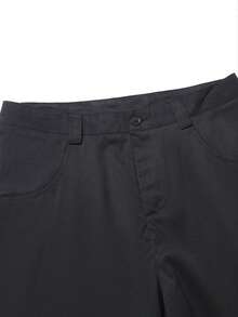 Black 3D Segmented Wide Leg Casual Pants, Curved Stitching Loose Straight Leg American Style Long Pants For Men - Black - View 8