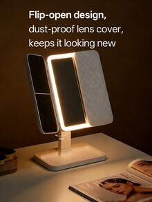 1pc LED Lighted Makeup Mirror, 2x/3x Magnifying Tri-Fold Vanity Mirror, Rechargeable Touch Control Cosmetic Mirror With Base, Portable Bedroom Travel Makeup Mirror, Light, Makeup Highlight, Mirror, Mirror Light, Vanity Light, Facial Lighting, Mirror Lighting, Suitable For Daily Makeup On Vanity, 800mAh - 3-in-1 Makeup Mirror Light - View 5