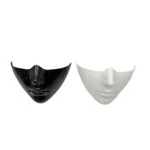 2pcs Halloween Mask, Lower Face Mask New Style, Cyberpunk Warrior Mask Halloween Cosplay, Suitable For Halloween Party, Carnival Mysterious Person, - Black+White - View 7
