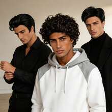 Fashion Men's Short Curly & Straight Synthetic Wig, Natural Black & Dark Brown Male Daily Party Halloween Cosplay Costume Wig - Multicolor - View 4