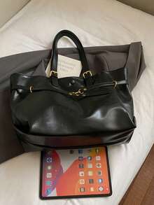 Large Capacity Tote Bag For Women, Daily Commute - Black - View 7
