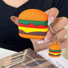 Creative Fun Hamburger + Pendant Earphone Case Compatible With AirPods Pro 3 New Pro 2 Protective Cover Pro Cute Apple 4 Minimalist Personalized Unisex Earphone Case Protective Cover Spring/Summer Earphone Case/Birthday Gift/Holiday Gift - Multicolor - View 10