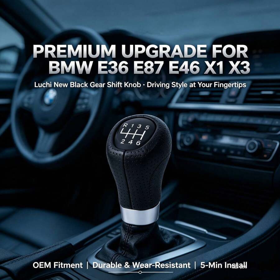 Applicable To E87 E46 Car Gear Shift Knob, Black New Style Gear Lever With Clip, Interior Modification Replacement Accessory - A - View 1