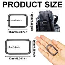 32pcs 25mm/32mm Alloy Square Buckle Rings, Suitable For Bag Strap Connectors, DIY Keychain Crafts, Wallet Making Accessories, Dog Leash, Backpack Hardware Accessories, Belt Buckle Rings (4 Colors Available) - Square Buckle - View 3