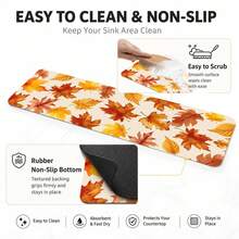 1pc Maple Leaf Print Faucet Mat, Autumn Diatomaceous Earth Long Strip Absorbent Sink Mat, Non-Slip Anti-Splash Quick Drying Design With Rubber Base To Prevent Water Stains, Suitable For Kitchen Sink, Bathroom Countertop, Home Decor - Multicolor - View 4