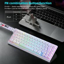 HXSJ A New V68 68 Key Wired Membrane Keyboard, RGB Lighting, USB-C Detachable Cable, Contoured Keycaps, Portable, Plug And Play, For Gaming, Home Office Use - View 5