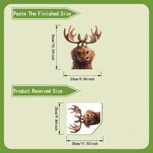 1pc 2D Christmas Reindeer Window Sticker With Face And Tongue Out Light String Tree, Festive And Cozy - Multicolor - View 4